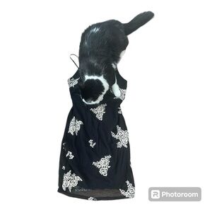 Vintage Y2K 00’s mini black dress with white flowers